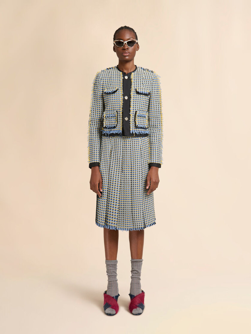 Marni BLUE COTTON TWEED-EFFECT BABY JACKET outlook