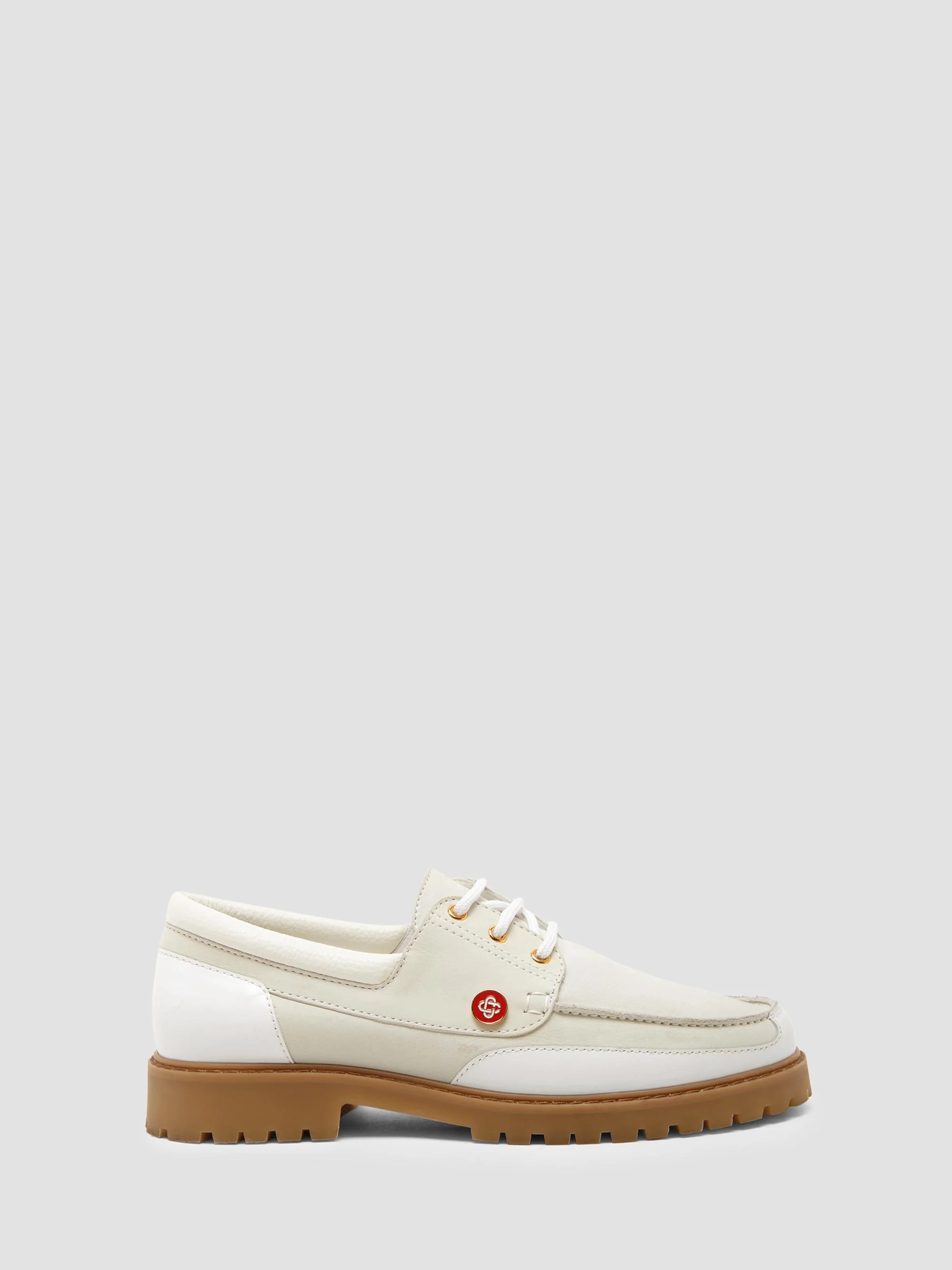 Men's Hideki Leather Boat Shoes - White - 1