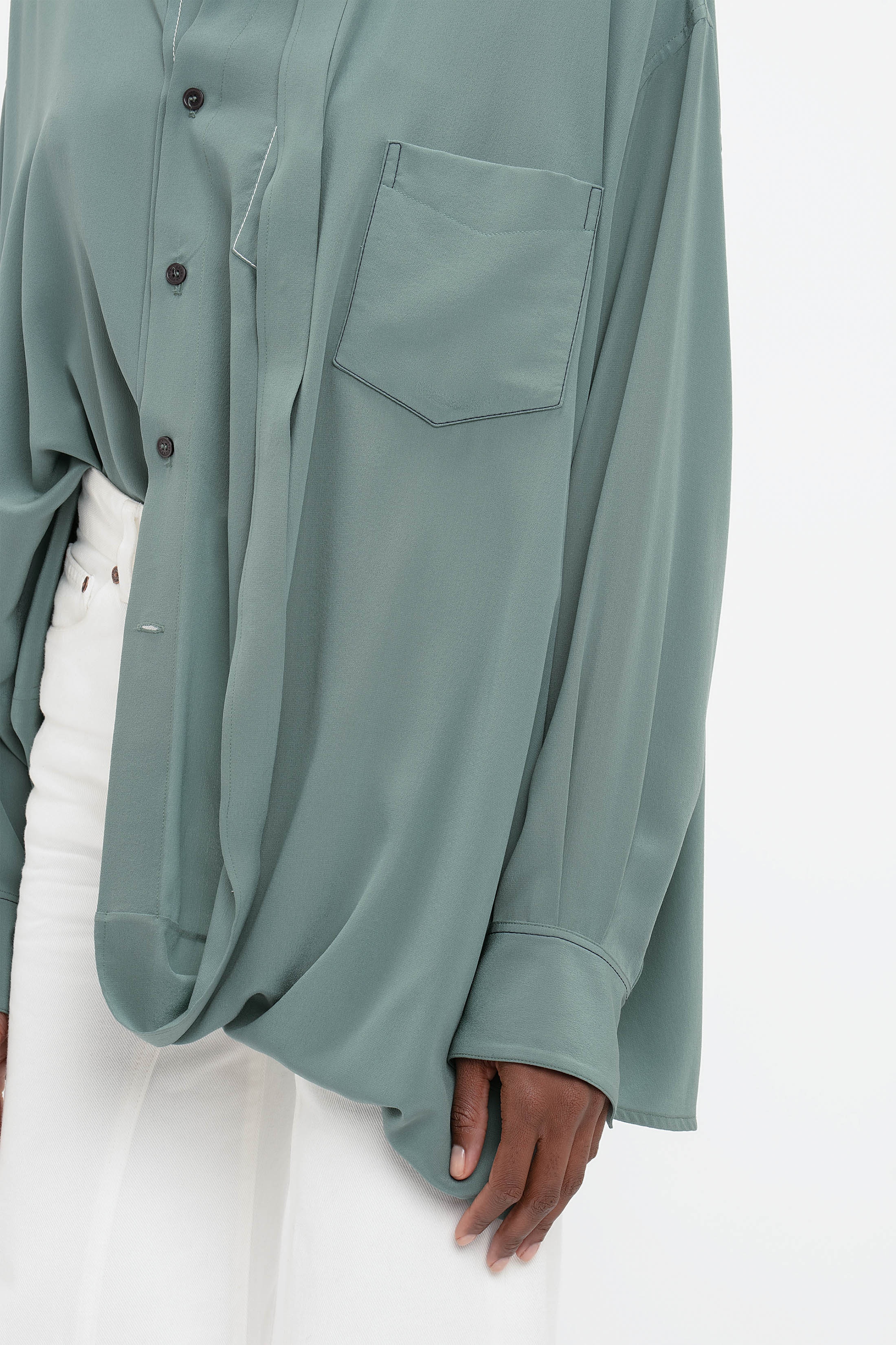 Double Layer Blouse In Stone - 8