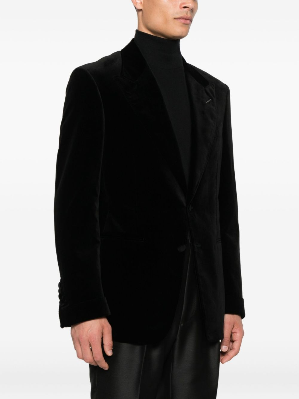 single-breasted velvet jacket - 3