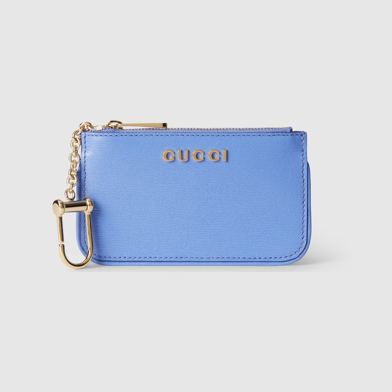 Zip key case with Gucci script 1