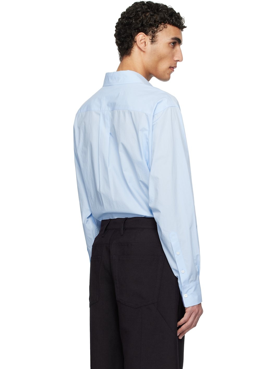 Blue Button Down Collar Classic Shirt - 3