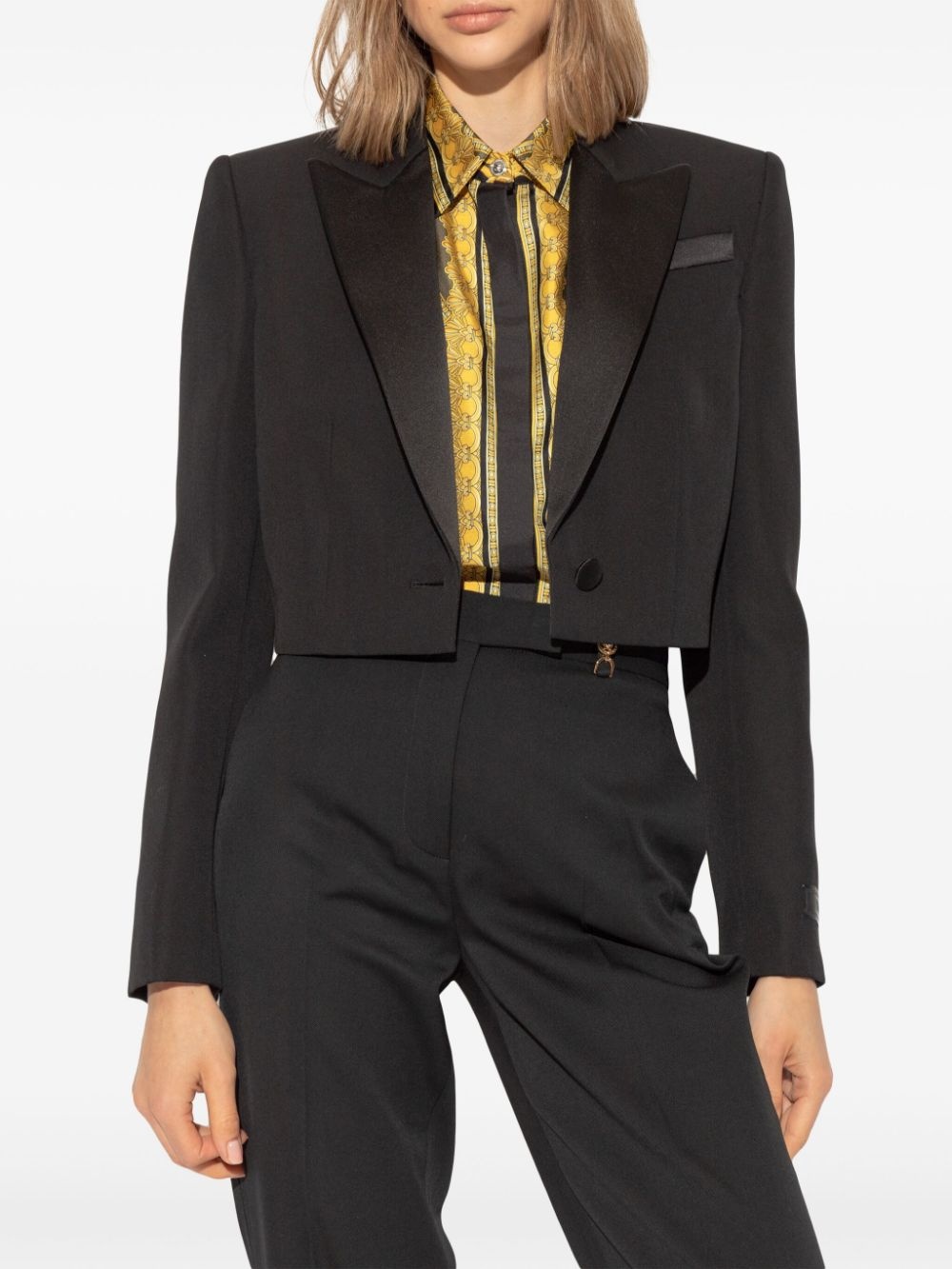 logo-patch cropped blazer - 3