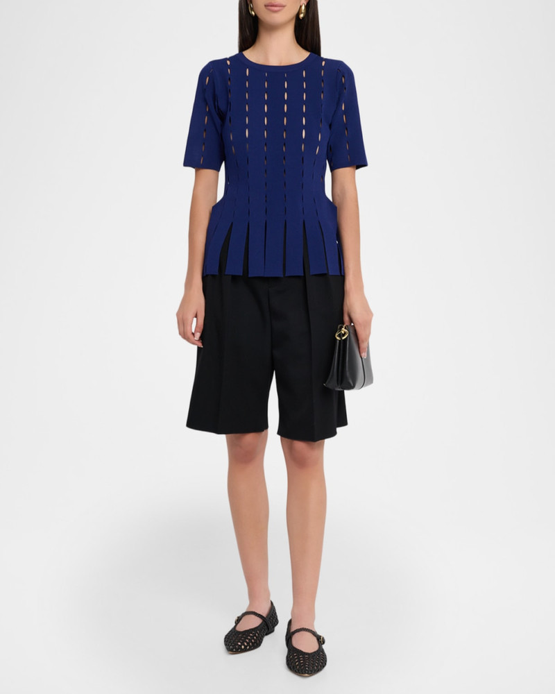 ZANKOV Murphy Laser-Cut Peplum Top outlook