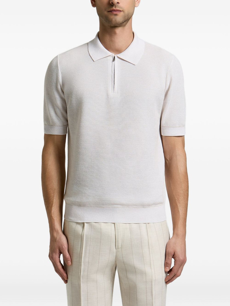 zip-fastening short-sleeve polo shirt 1