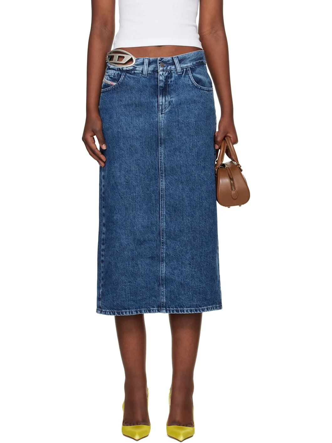 Blue De-Skye-S1 Denim Midi Skirt - 1