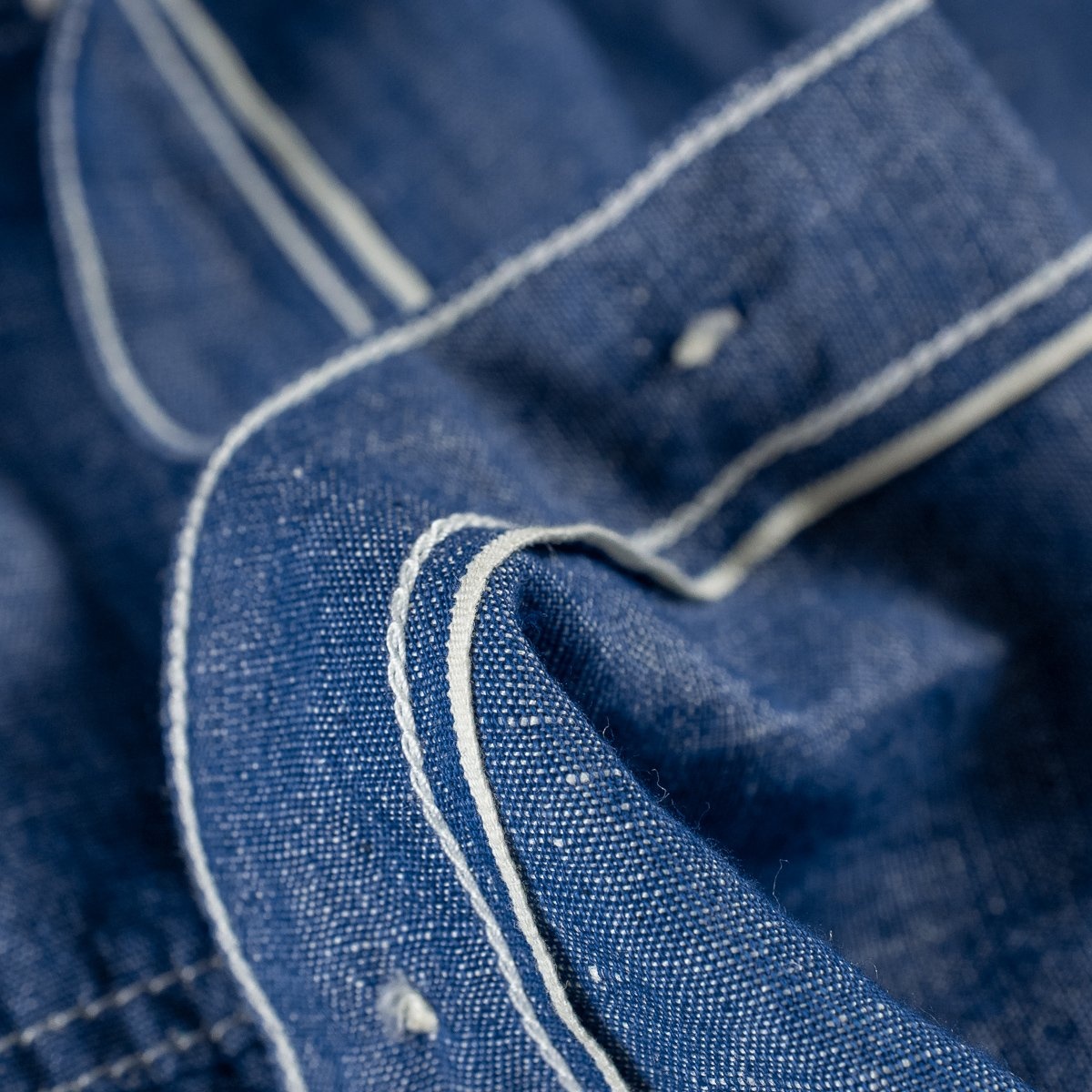 IHSH-222-IND 5oz Selvedge Cotton Linen Chambray Work Shirt - Indigo - 11