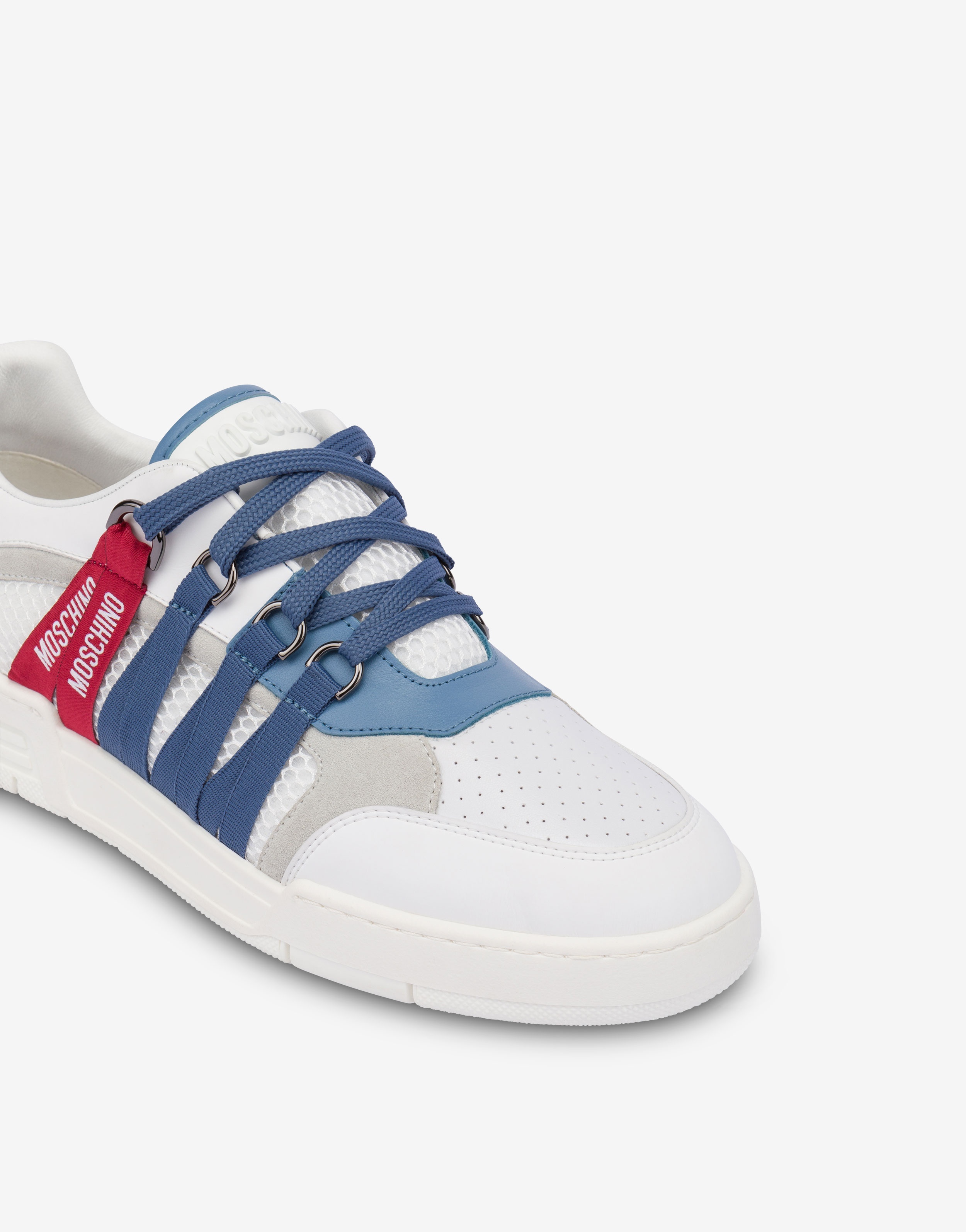 CALFSKIN, MESH AND SPLIT LEATHER STREETBALL SNEAKERS - 4
