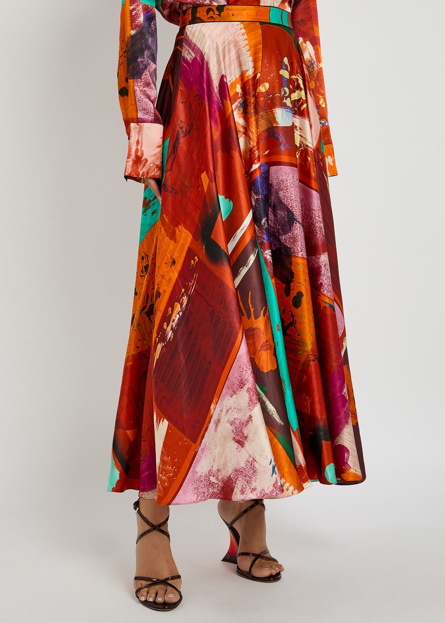 Roksanda Ameera Printed Satin Midi Skirt - 2