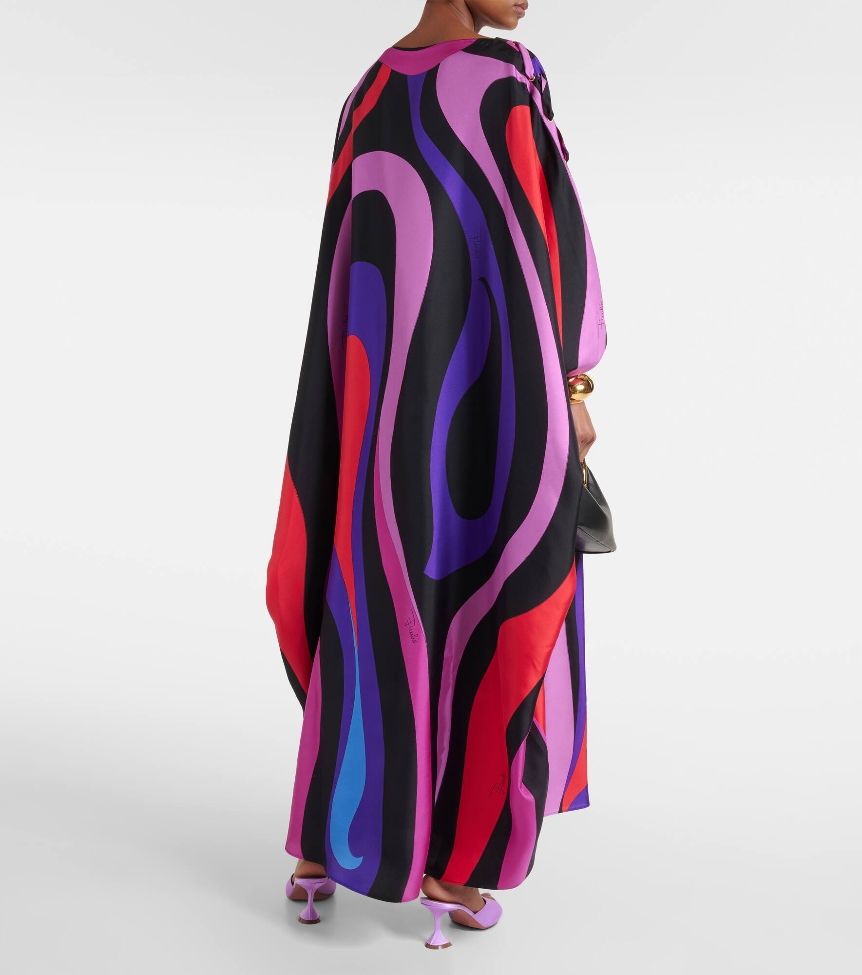 Marmo-print silk twill kaftan - 3