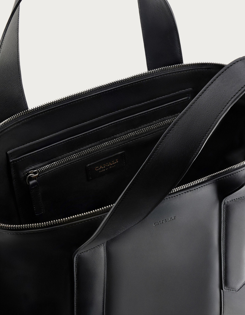 BLACK CALFSKIN TOTE BAG 4