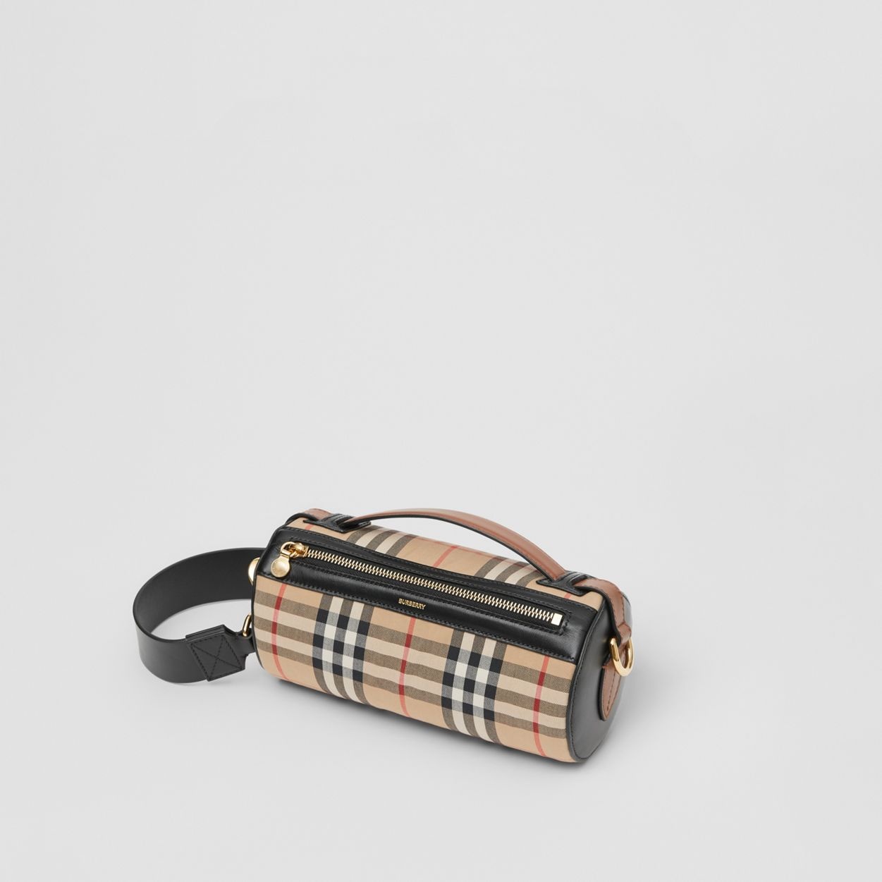 The Vintage Check and Leather Barrel Bag - 4