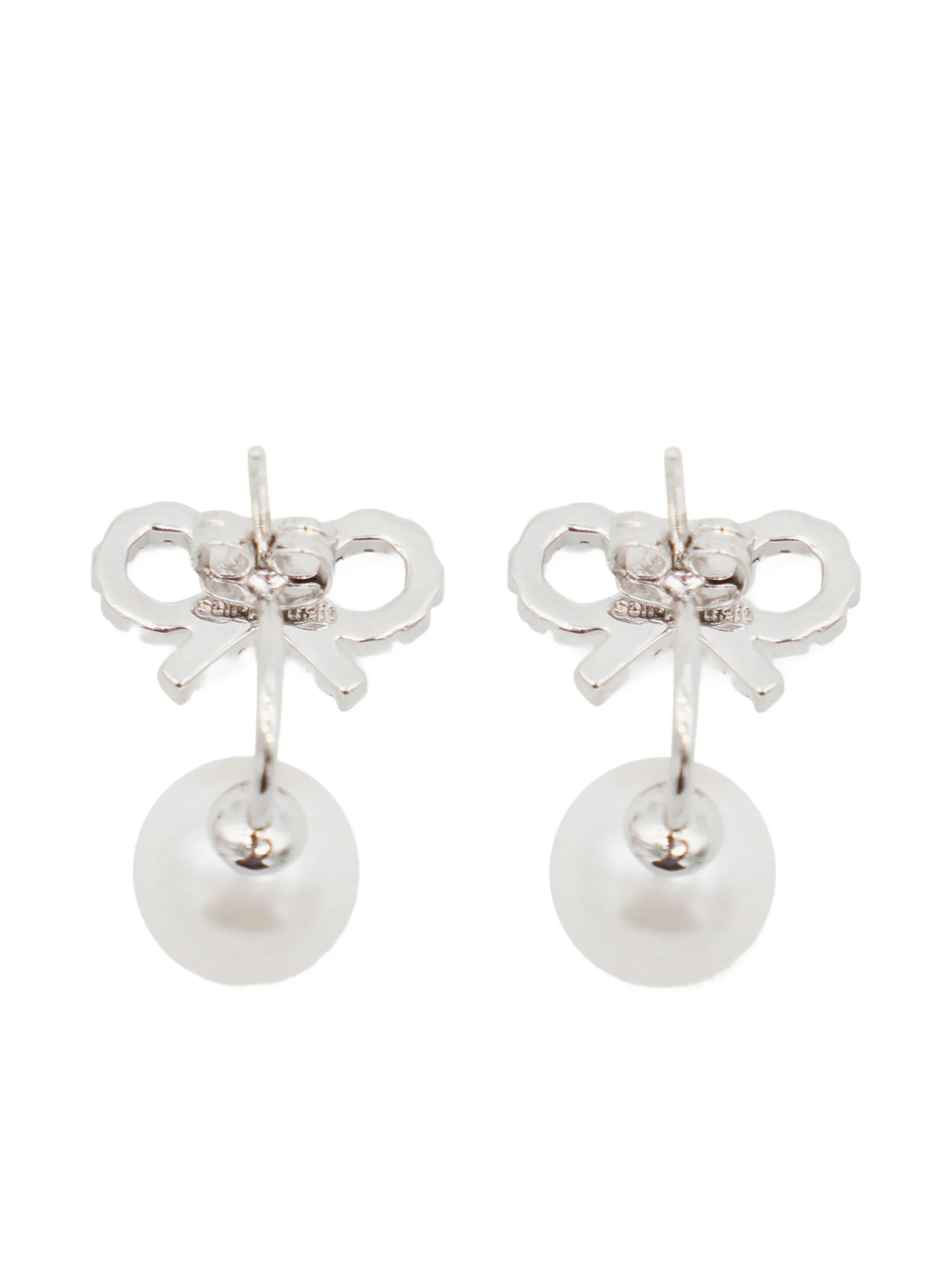 Crystal Bow Drop Earrings - 2