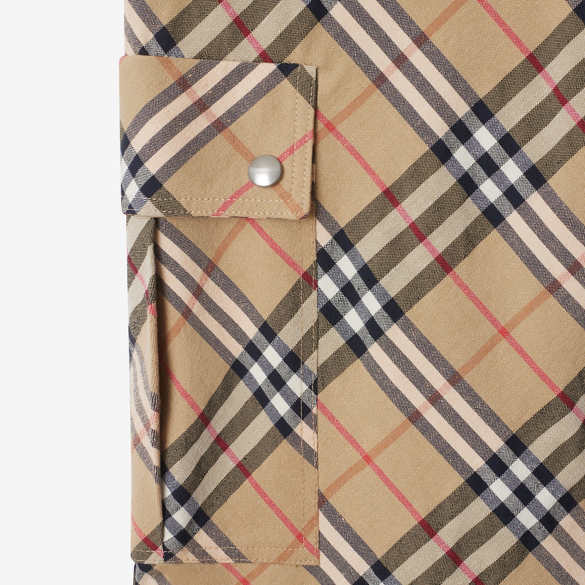 Check Stretch Linen Cotton Trousers - 5