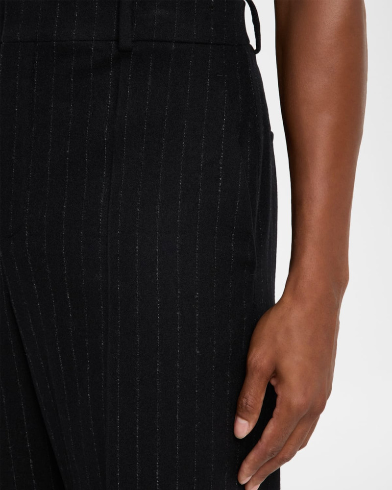 남자의 모직과 캐시미어 똑바른 Leg Pinstripe 바지 5