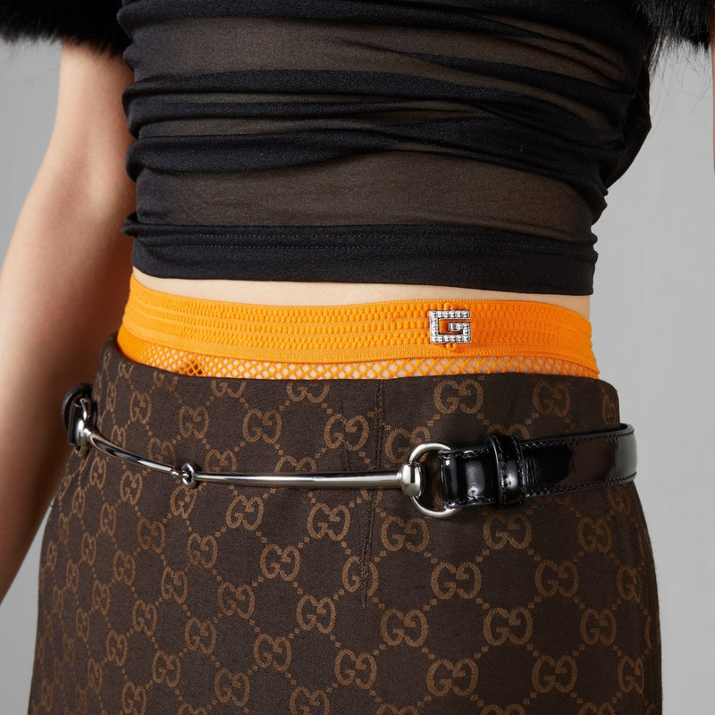 Stretch nylon tights with Retro Square G 4