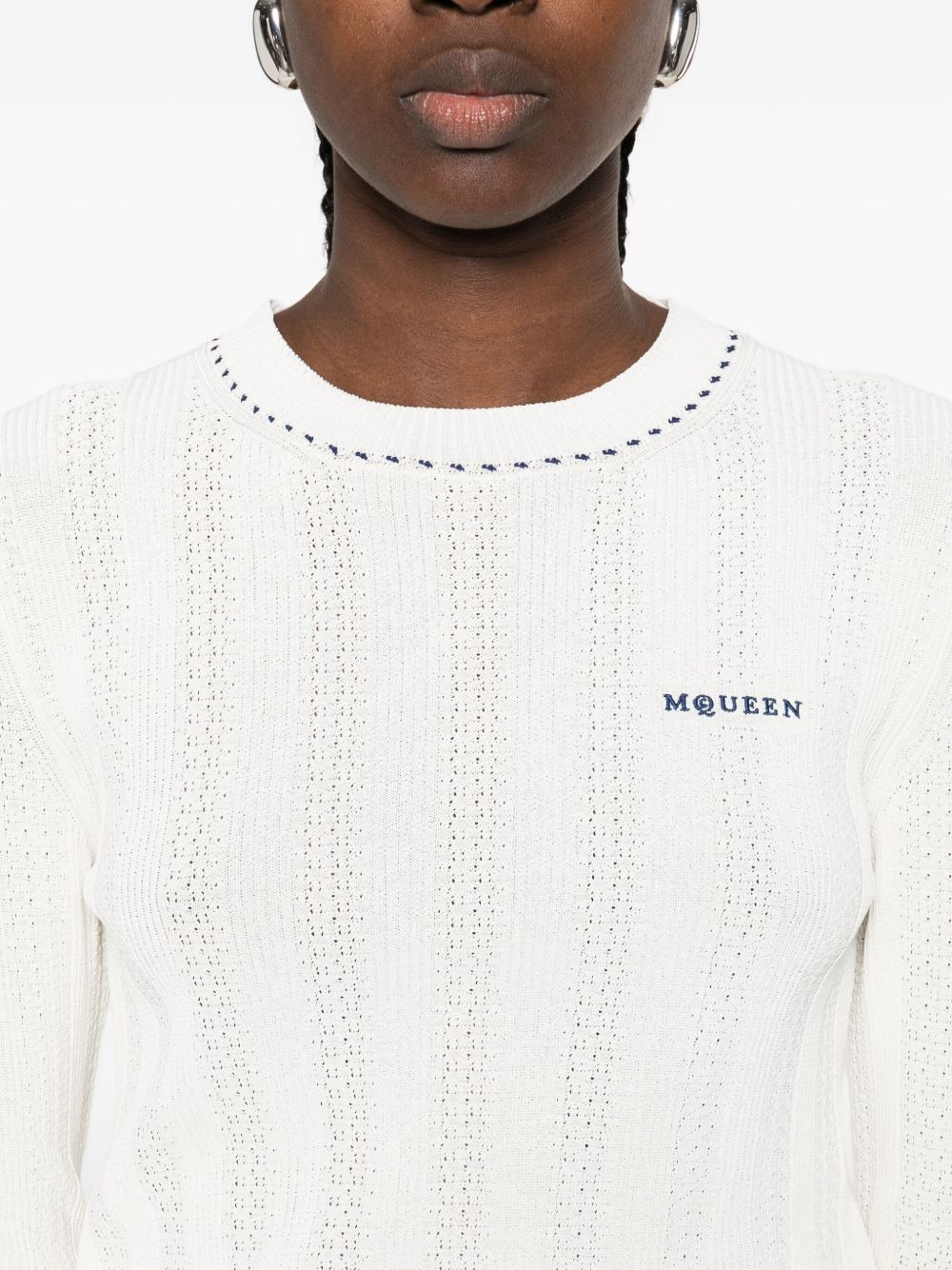 logo-embroidered ribbed-knit top - 5