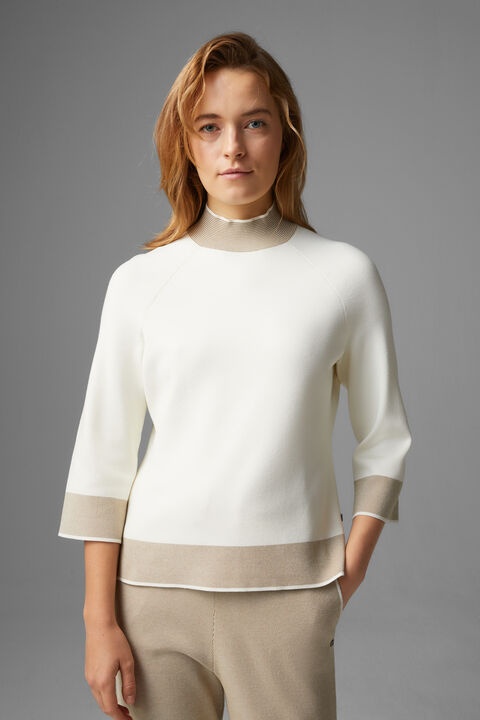 Magda sweater in Off-white/Camel - 2