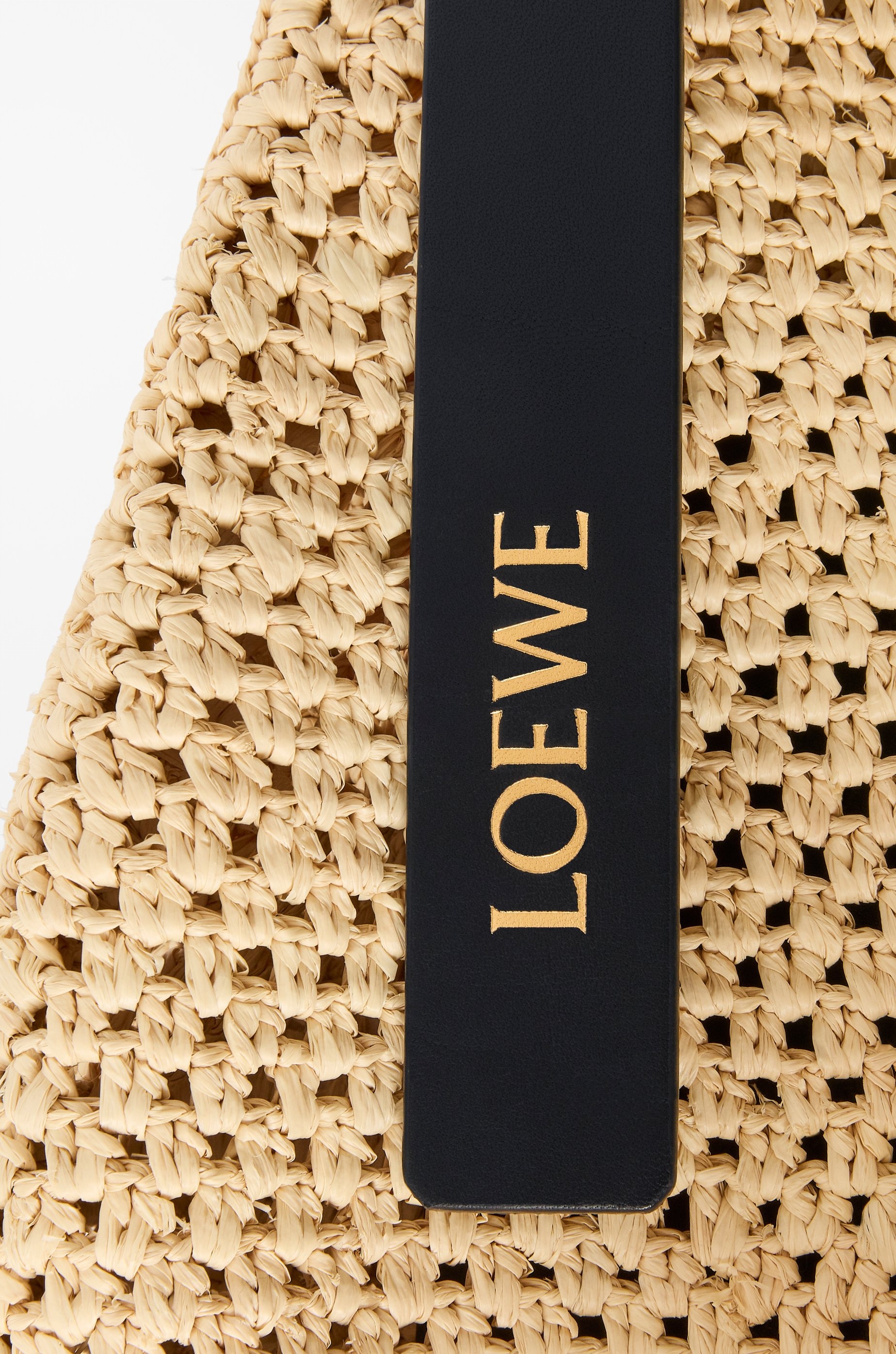 Small Punch Hole hobo bag in raffia and calfskin - 8