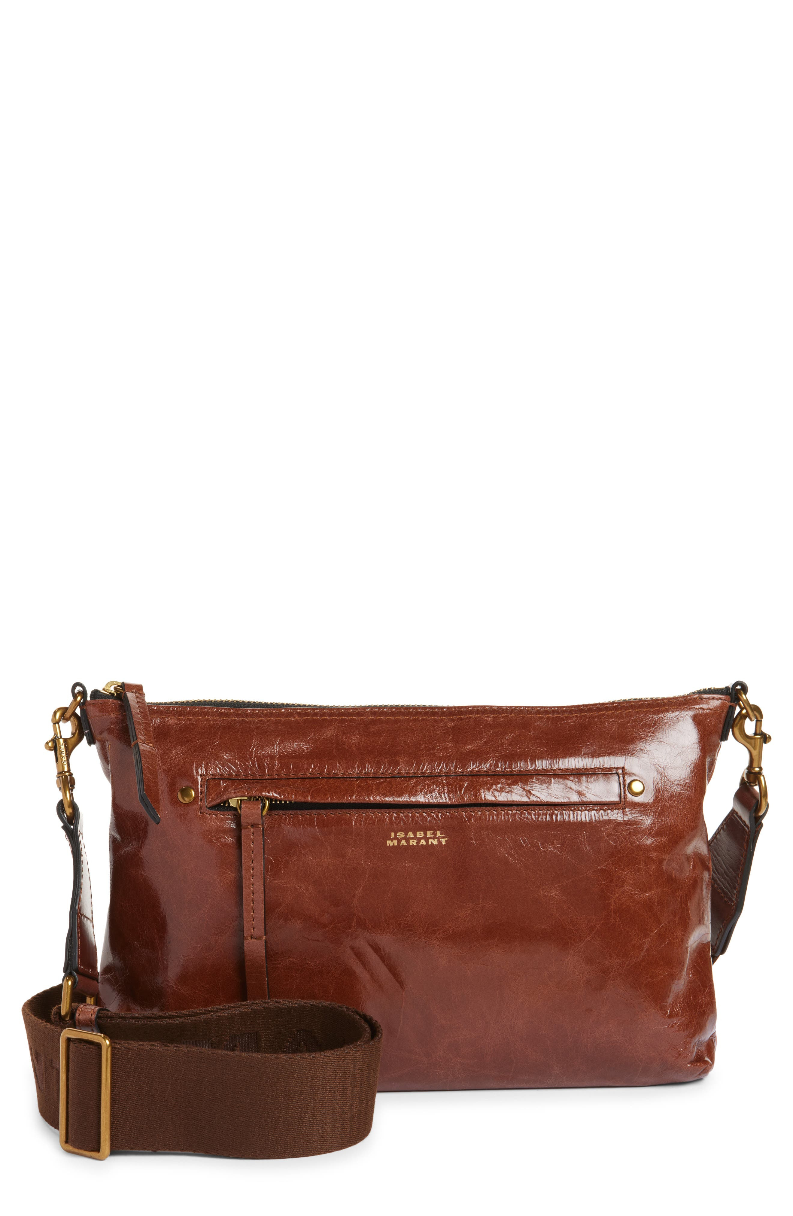 Isabel Marant Nessah Wardy Leather Crossbody Bag in Chocolate at Nordstrom - 1