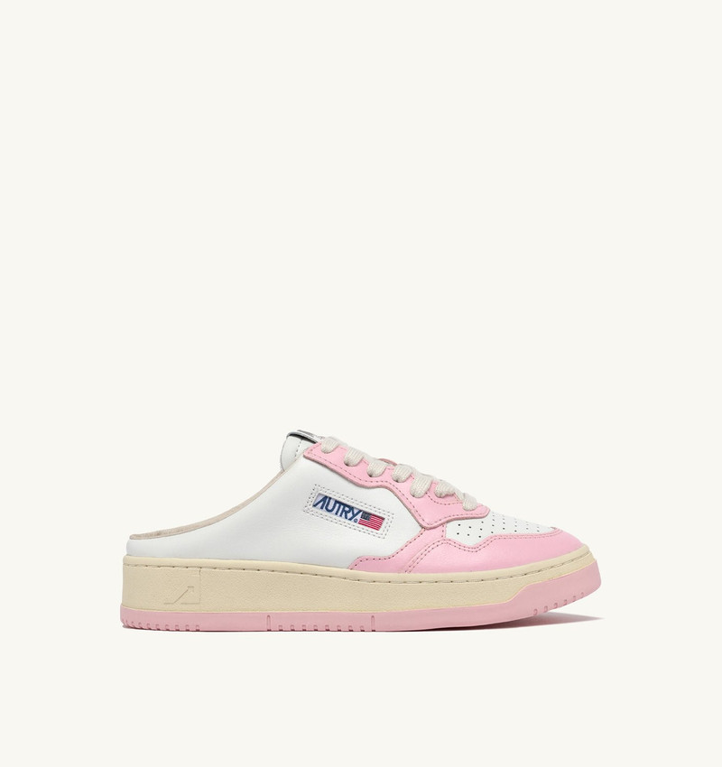 MEDALIST MULE SNEAKERS IN WHITE AND BLUSHING BRIDE LEATHER 1