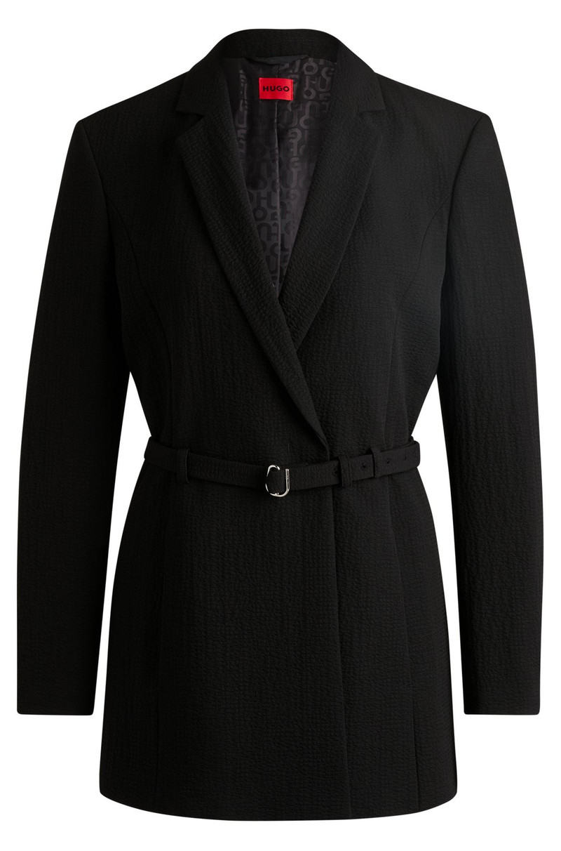 REGULAR-FIT BLAZER IN SEERSUCKER WITH BUCKLED BELT 1