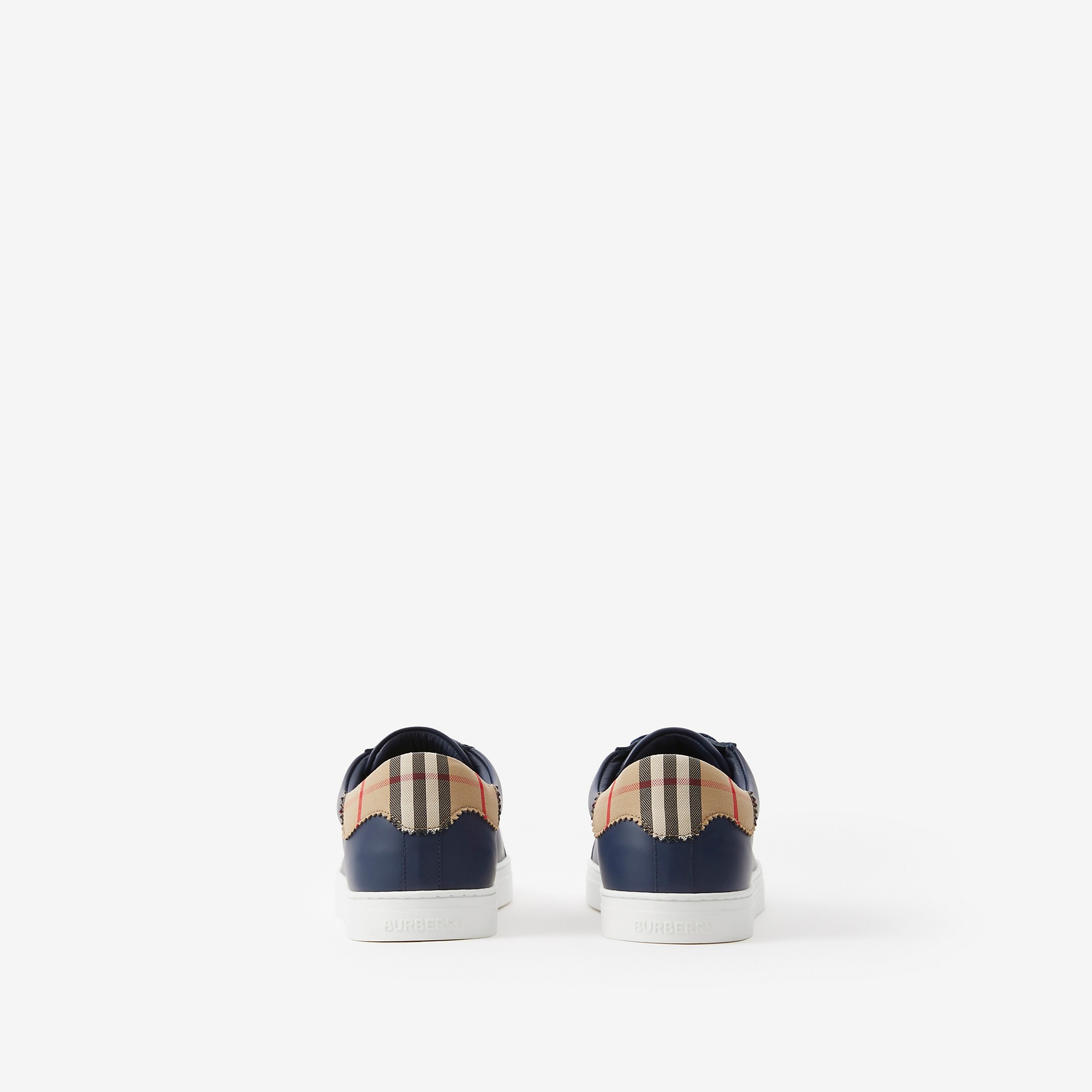 Leather and Check Cotton Sneakers - 3