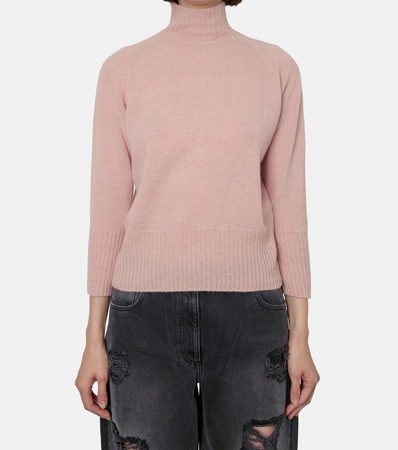 Back Ribbon Dtl High Neck Cashmere - 2