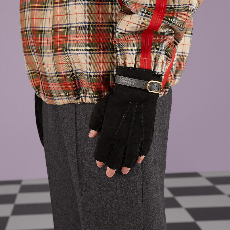 Suede fingerless gloves 3