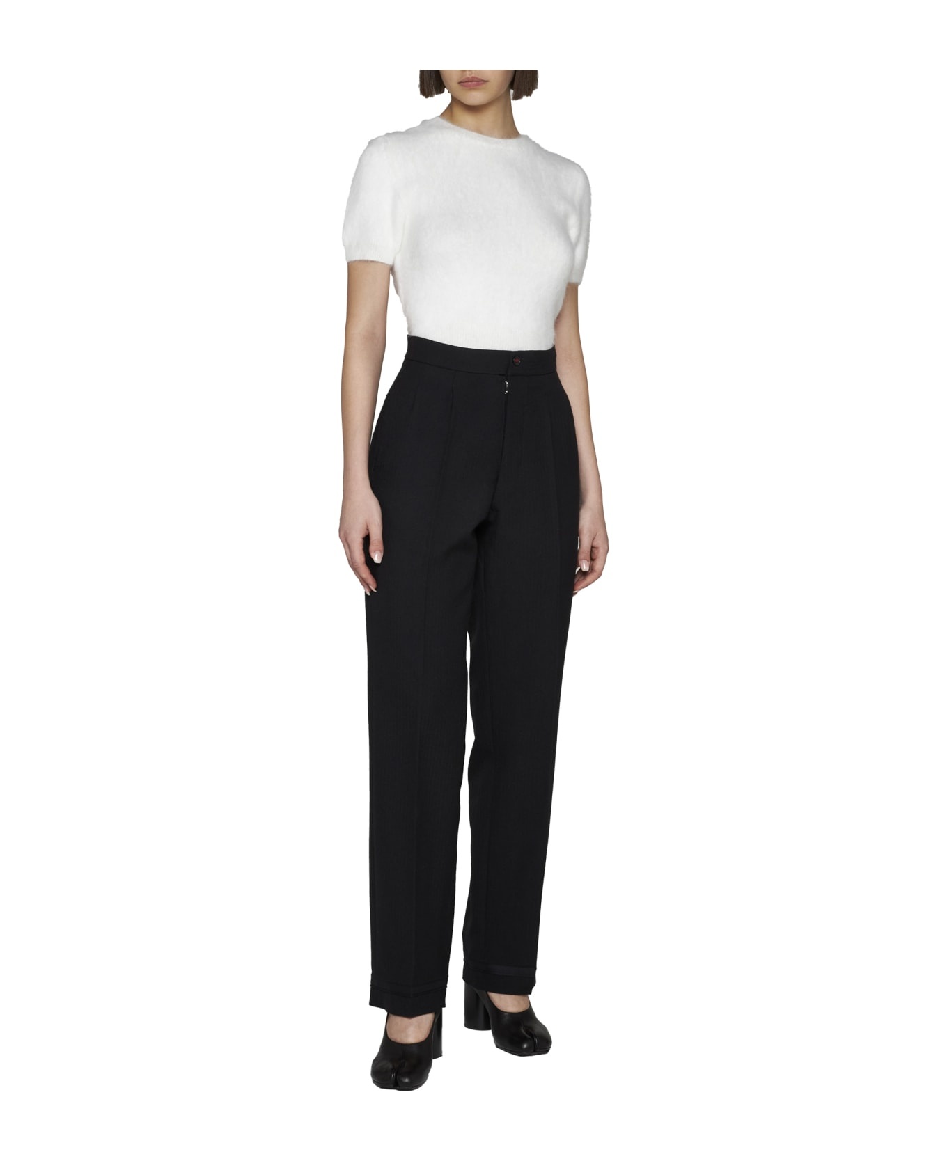 Herringbone Wool Pleated Trousers - 2