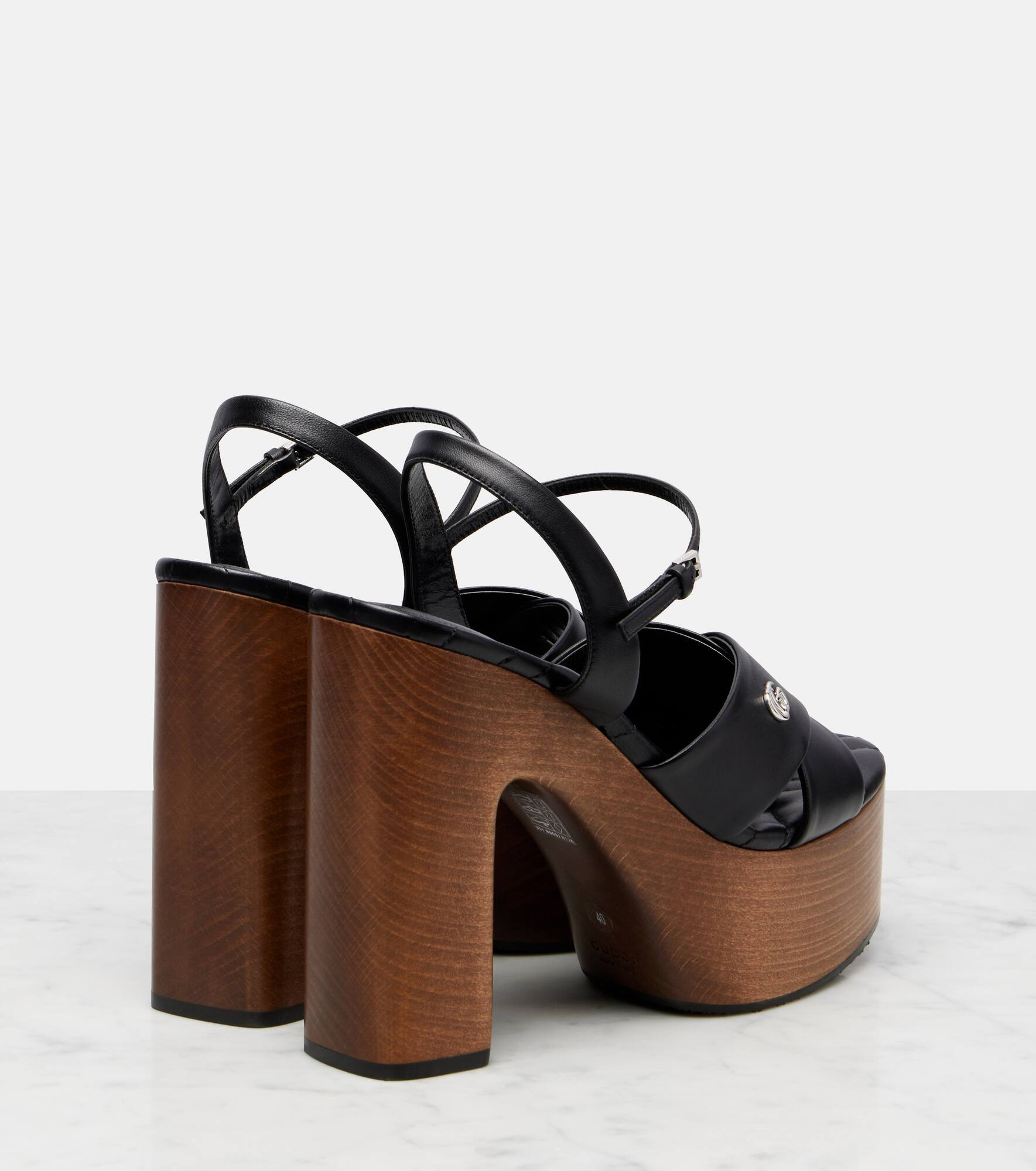 Double G leather platform sandals - 2