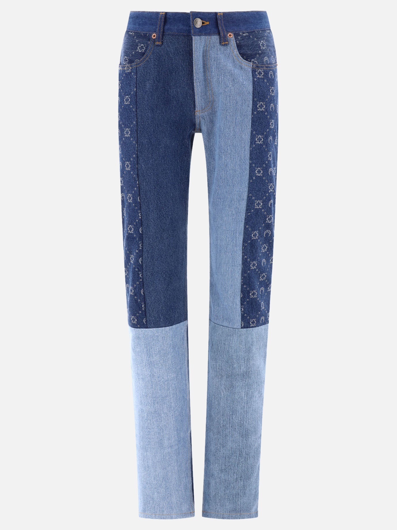 Monogram High Rise Wide Leg Jeans in Blue - Marine Serre