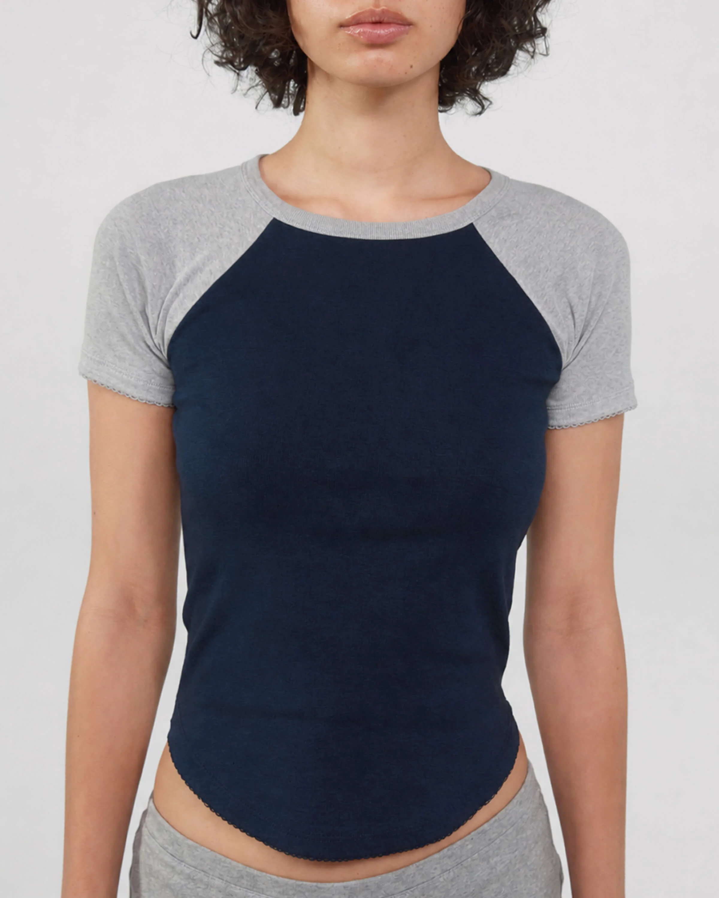 The Raglan Tee: Navy / Grey Cotton Jersey - 1