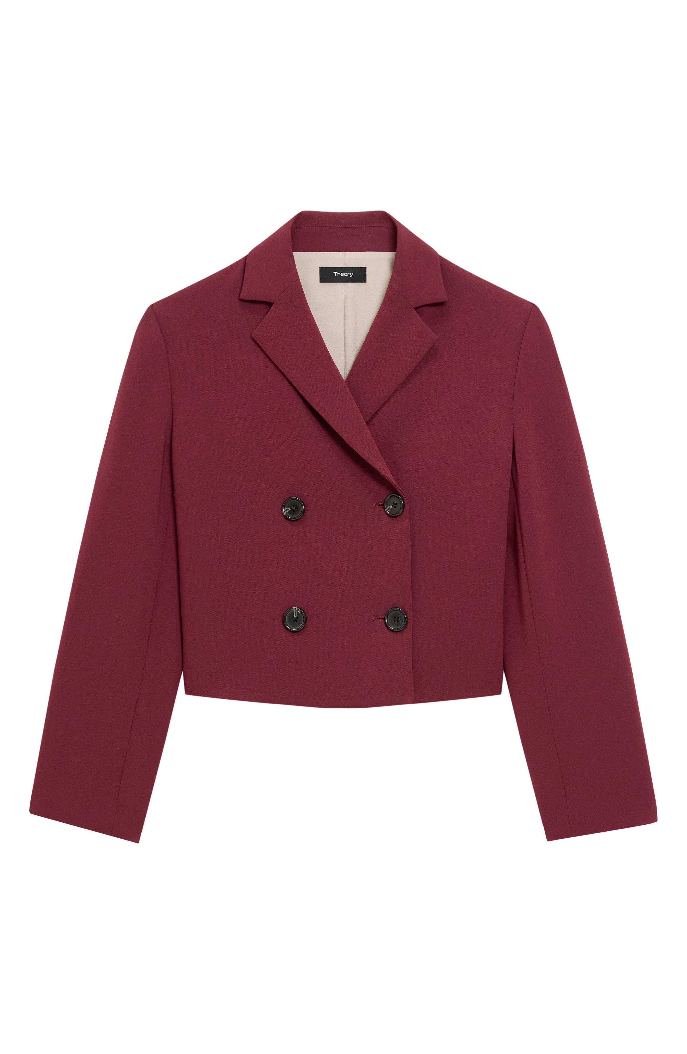 Theory Admiral Double Breasted Crop Blazer in Grenache - 5