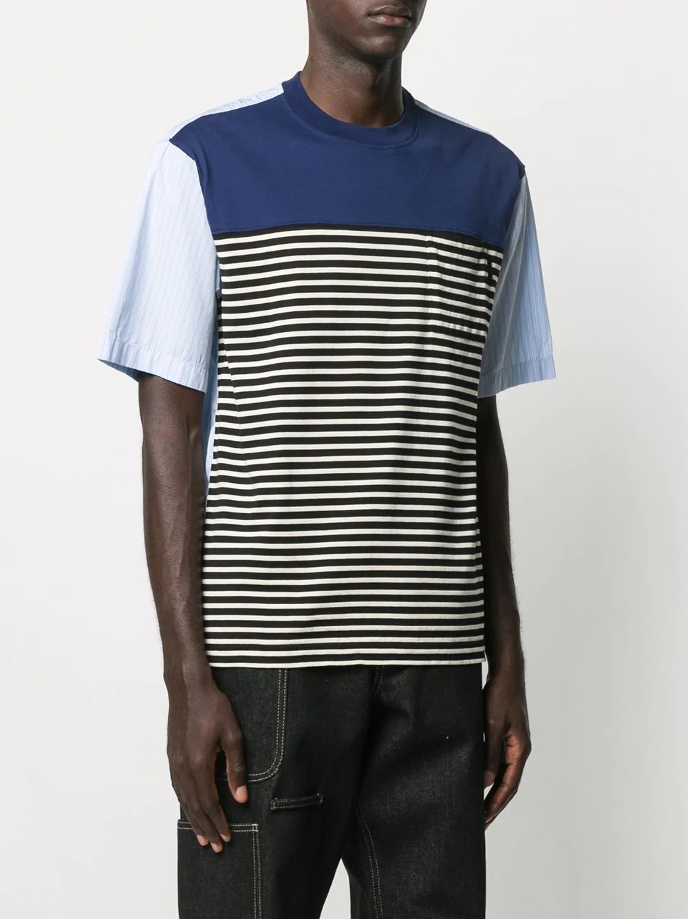 striped panelled T-shirt - 3