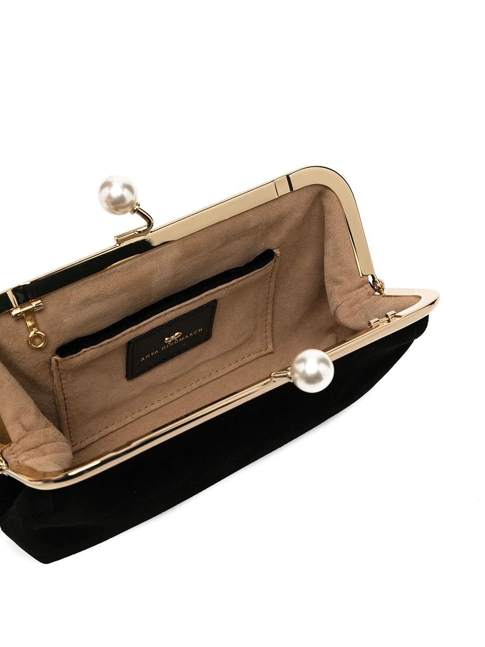 faux-pearl clasp fastening clutch bag - 5