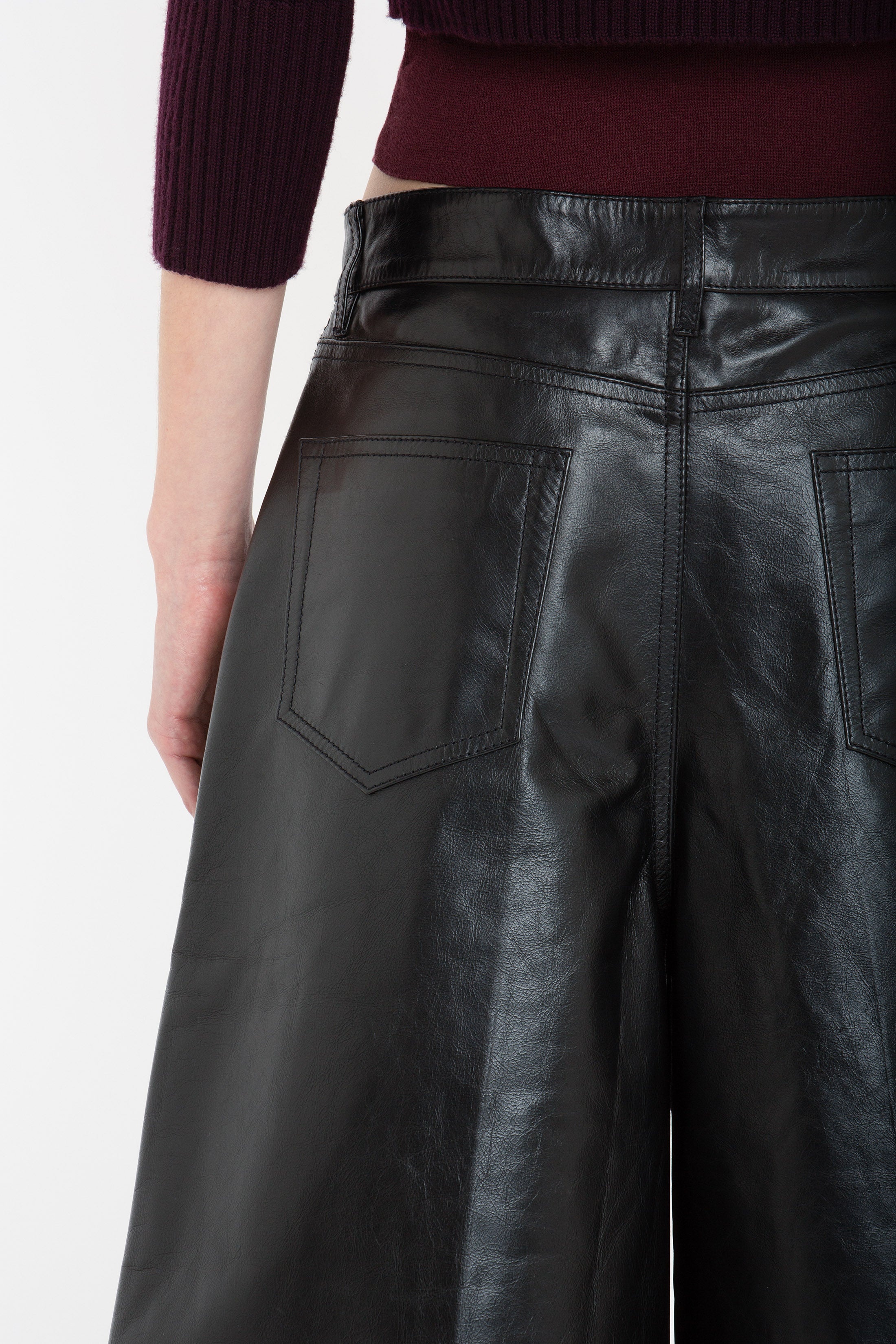 Leather Bermuda Short In Black - 5