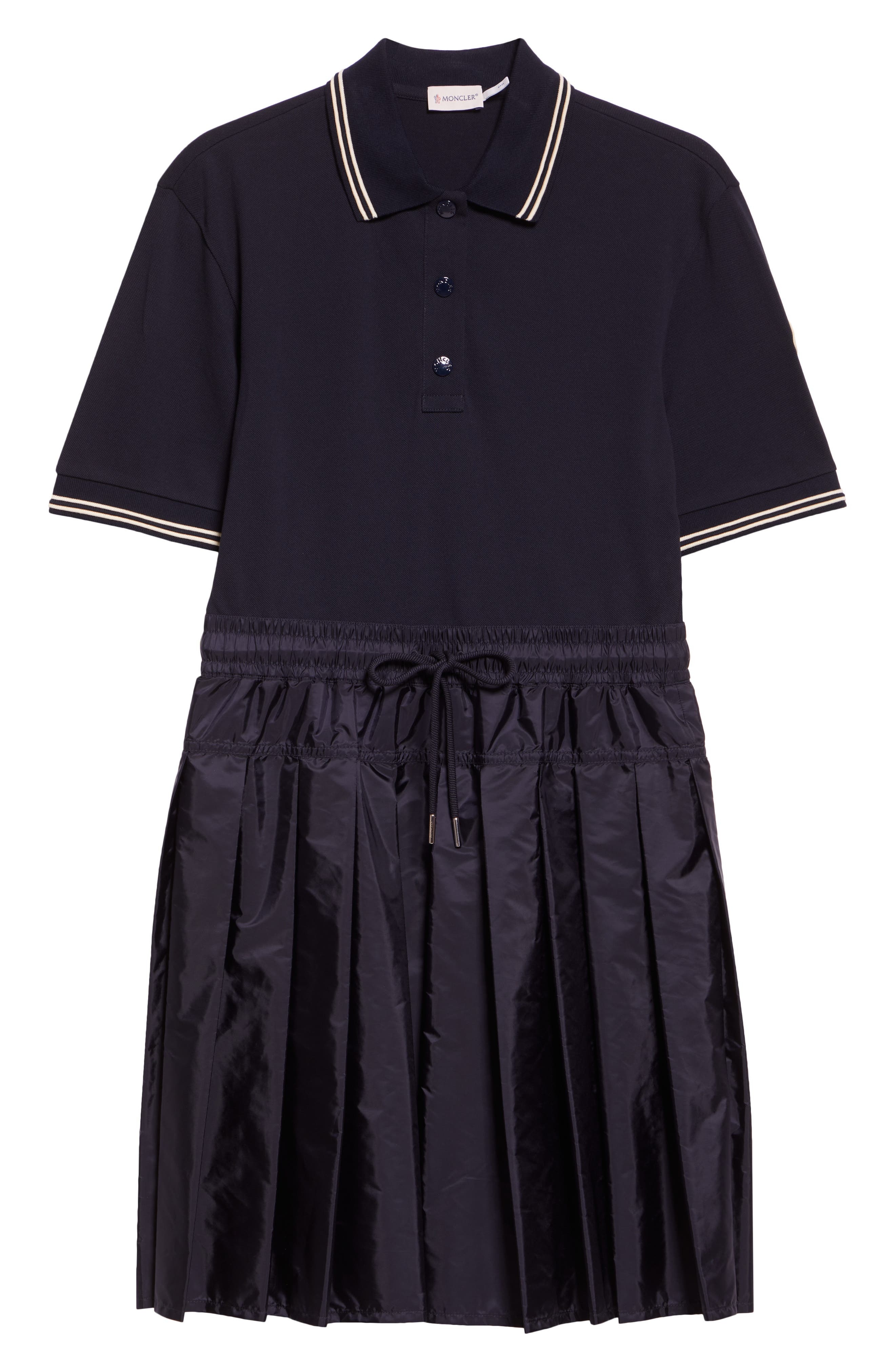 Moncler Mixed Media Polo Dress in Dark Navy Blue at Nordstrom - 5