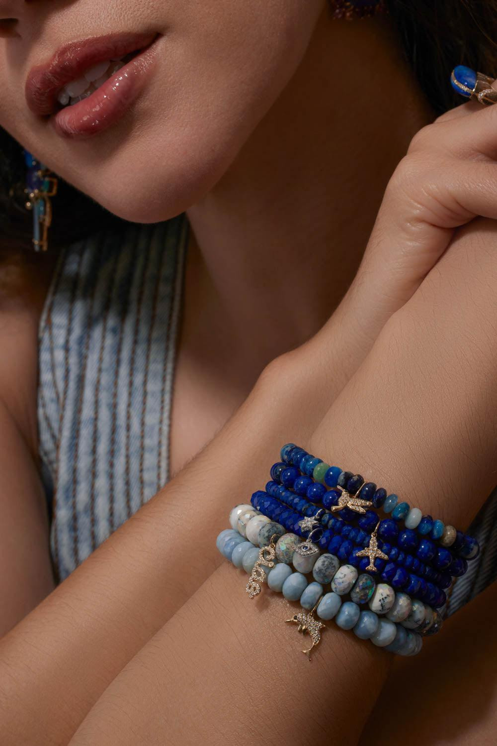 Baby Star Of David Lapis Charm Bracelet - 2