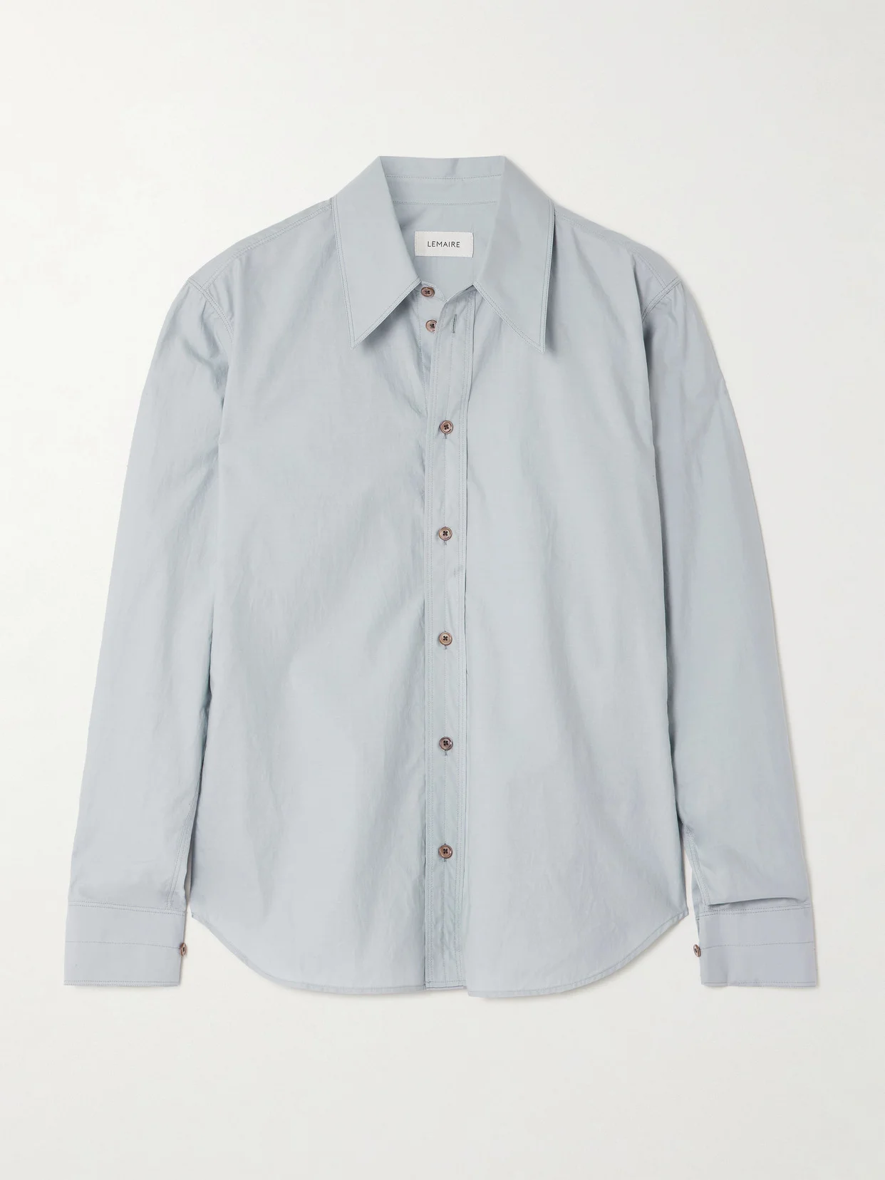 Topstitched Cotton And Silk-blend Shirt - 1