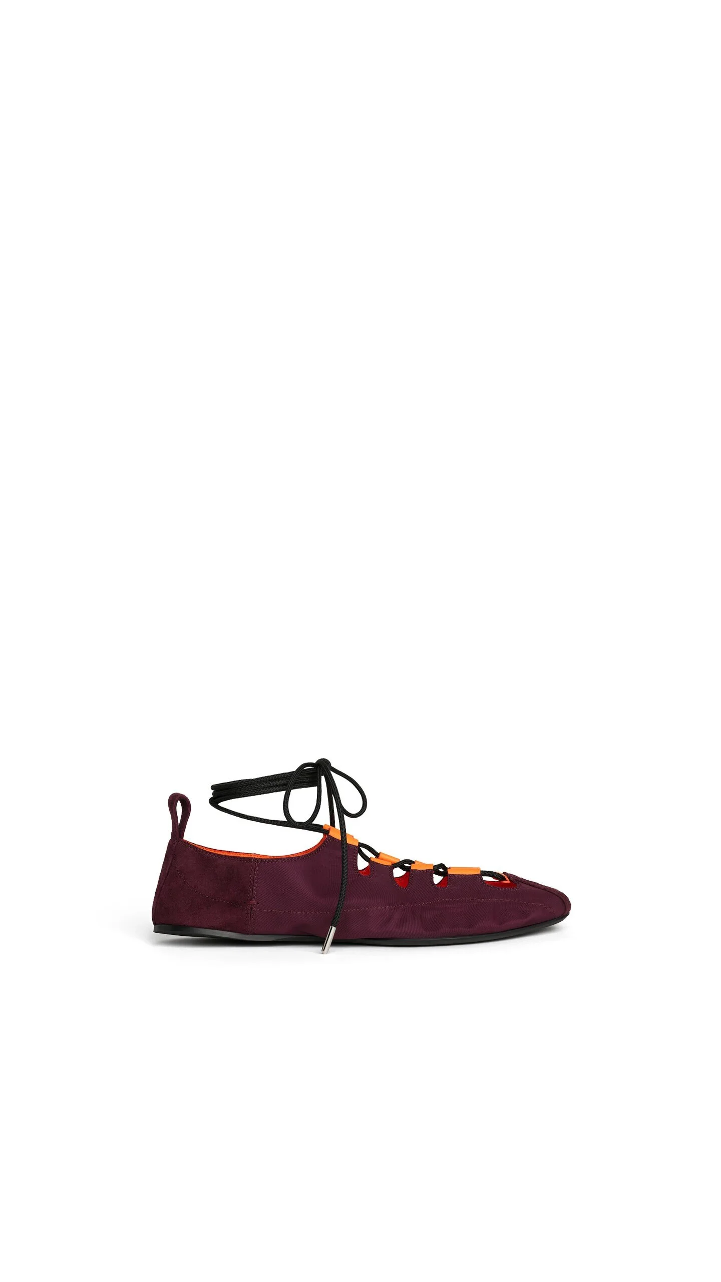 FOLD LACED FLATS IN NYLON AND SUEDE - 1