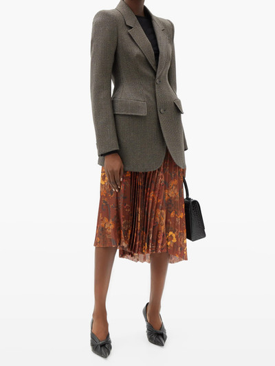 BALENCIAGA Hourglass-waist checked wool-tweed blazer outlook