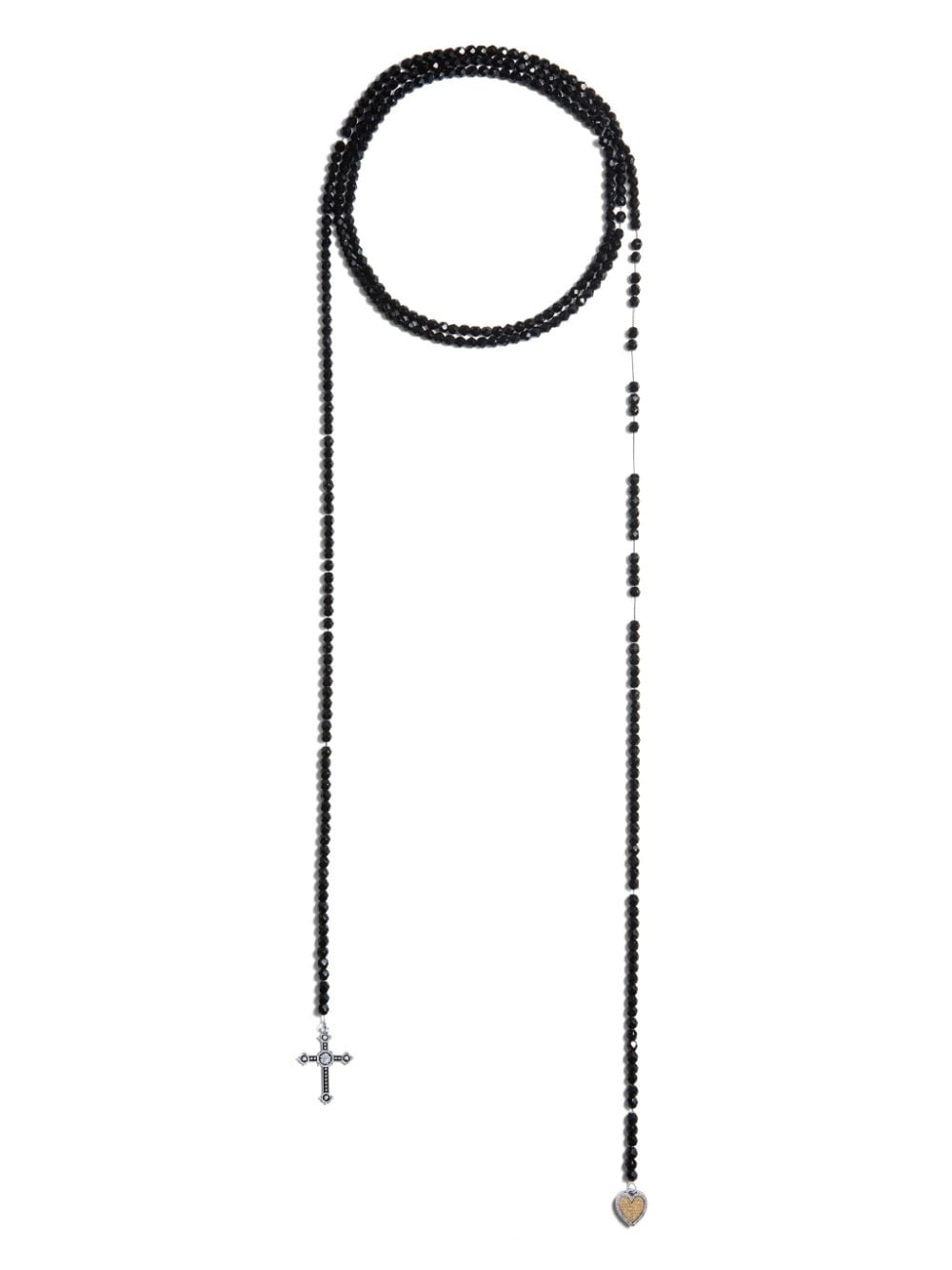 cross-pendant bead-chain necklace - 1