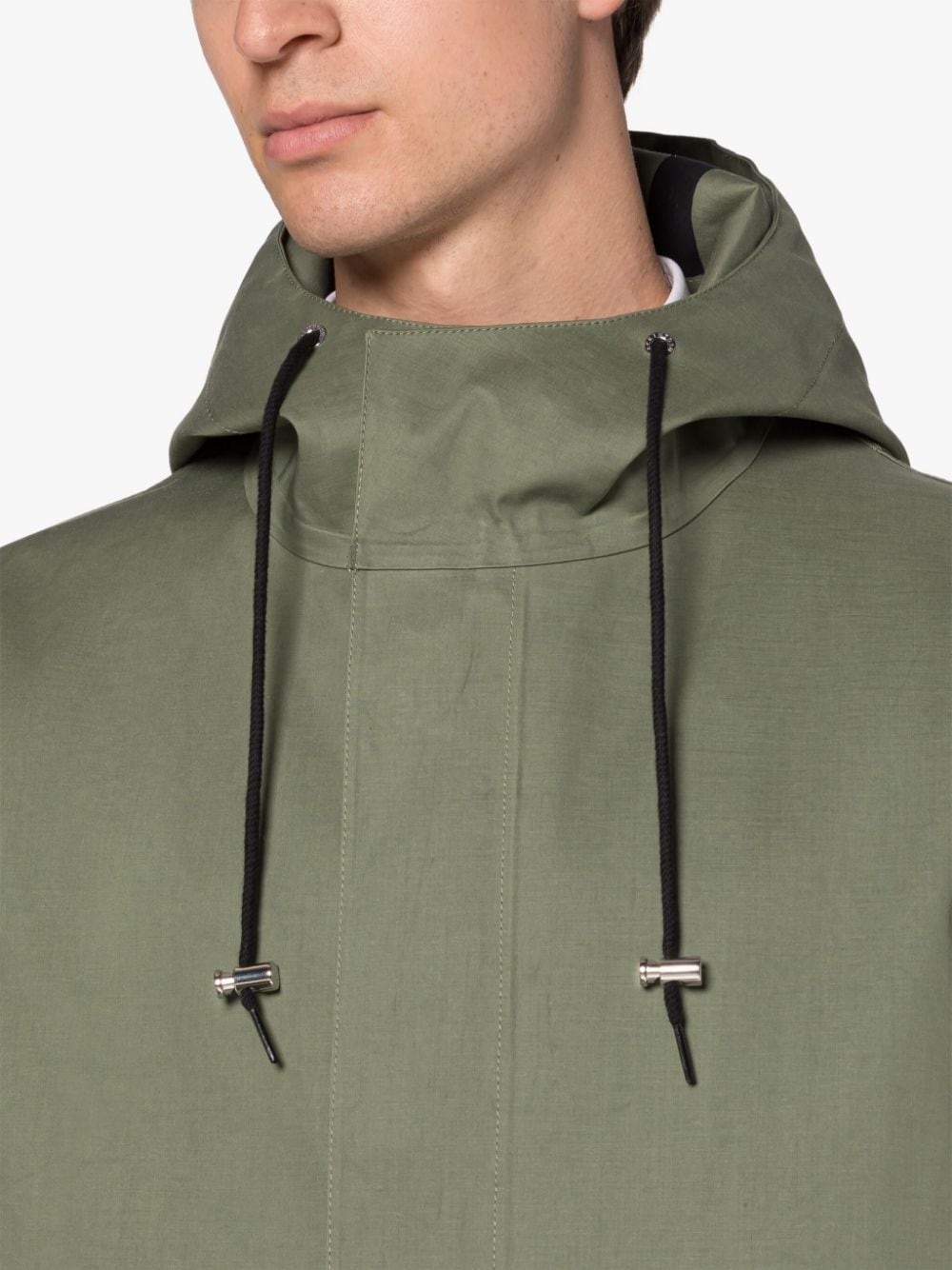 GRANISH GREEN BONDED COTTON HOODED COAT - 5