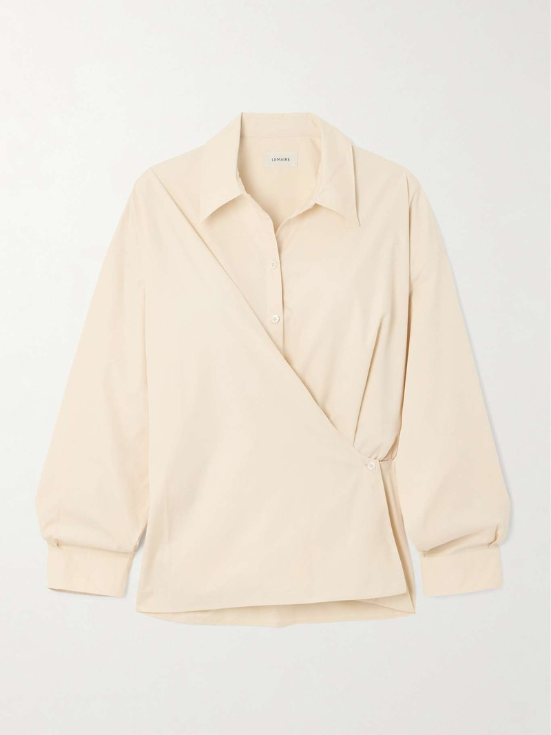 Twist-front cotton-poplin wrap shirt - 1