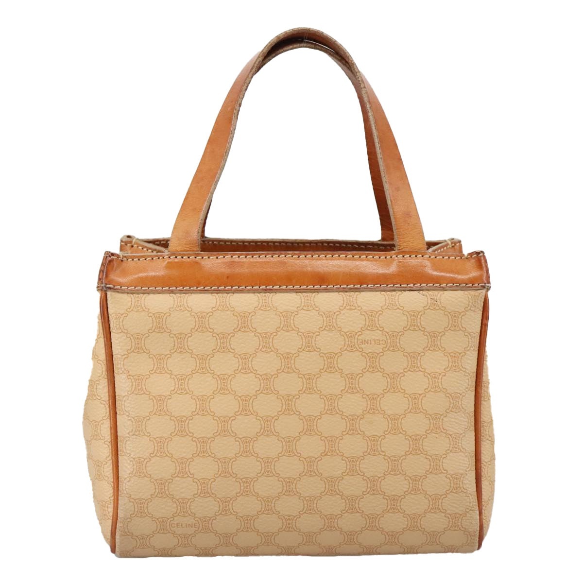CELINE Macadam Canvas Hand Bag Pvc Leather Beige Brown Gold - 2