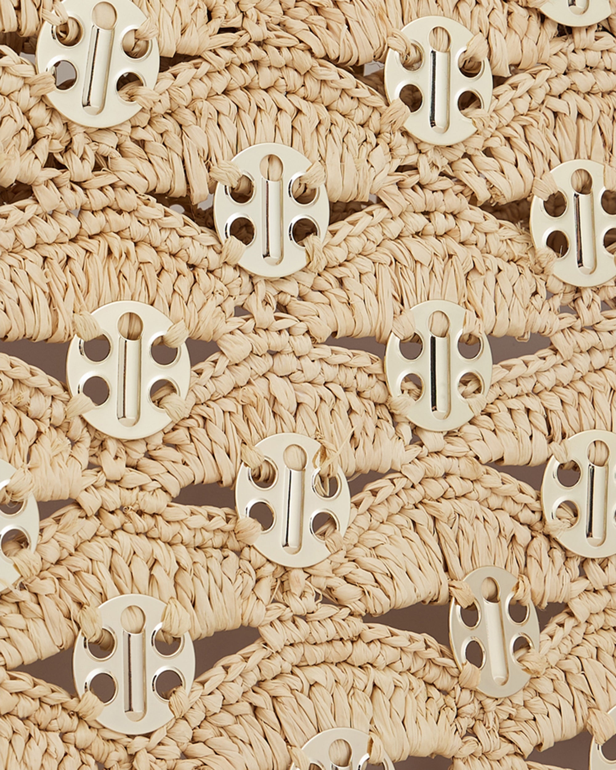 1969 Leather Trimmed Chainmail Embellished Raffia Tote - 4