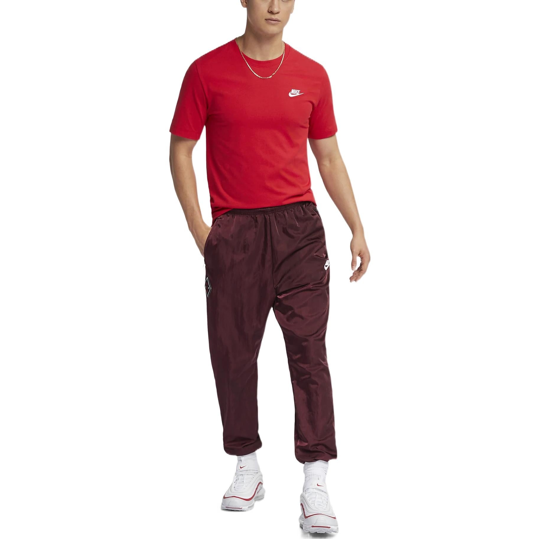 Nike Solid Color Embroidered Small Round Neck Short Sleeve Red AR4999-657 - 3