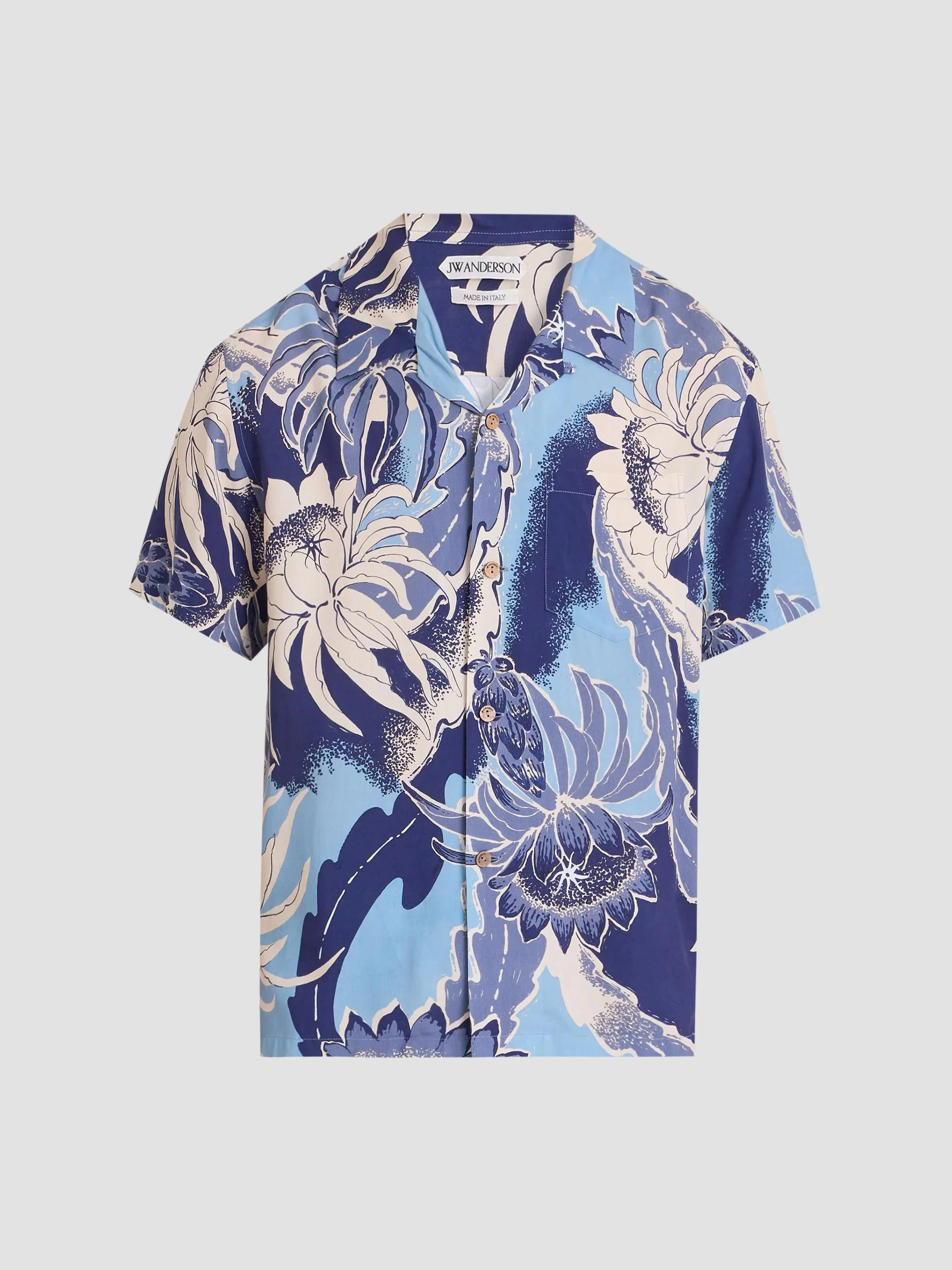 Men's Floral Camp Collar Shirt - Sapphire - 1