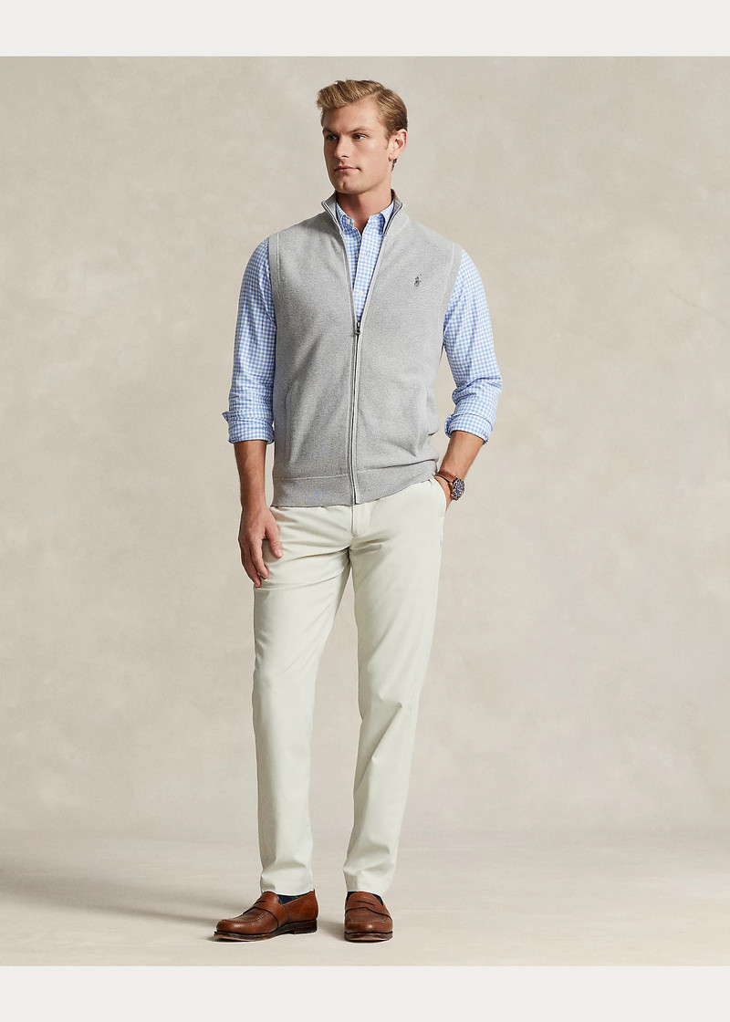 Mesh-Knit Cotton Full-Zip Sweater Vest 3